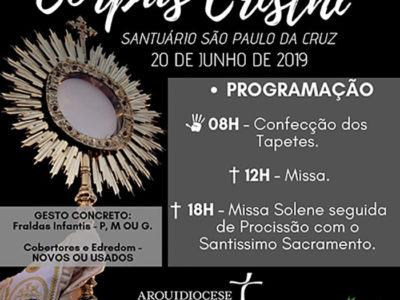 Programação Corpus Cristhi no Santuário São Paulo da Cruz