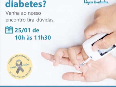 Dúvidas sobre diabetes? Venha ao nosso encontro tira-dúvidas.